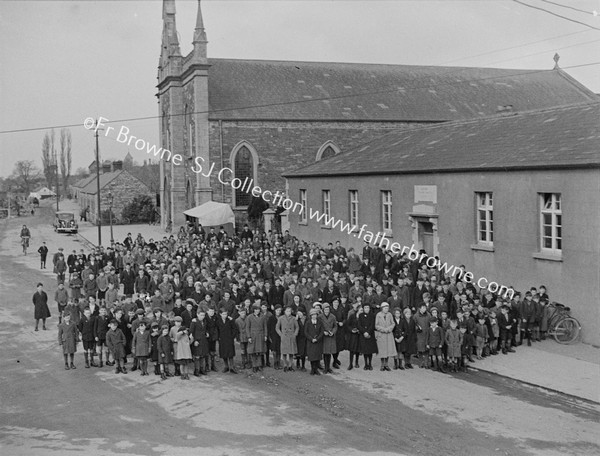 MISSION SCENE CHILDREN OUTSIDE CHURCH